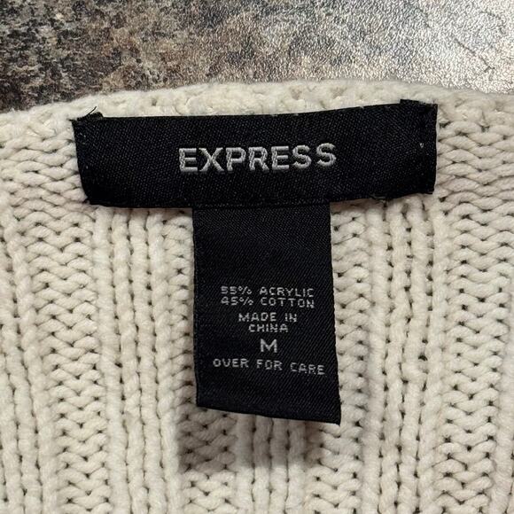 Express Cardigan Sweater Boho Cottage Minimalist Coastal Romantic Ivory Medium - Picture 2 of 8